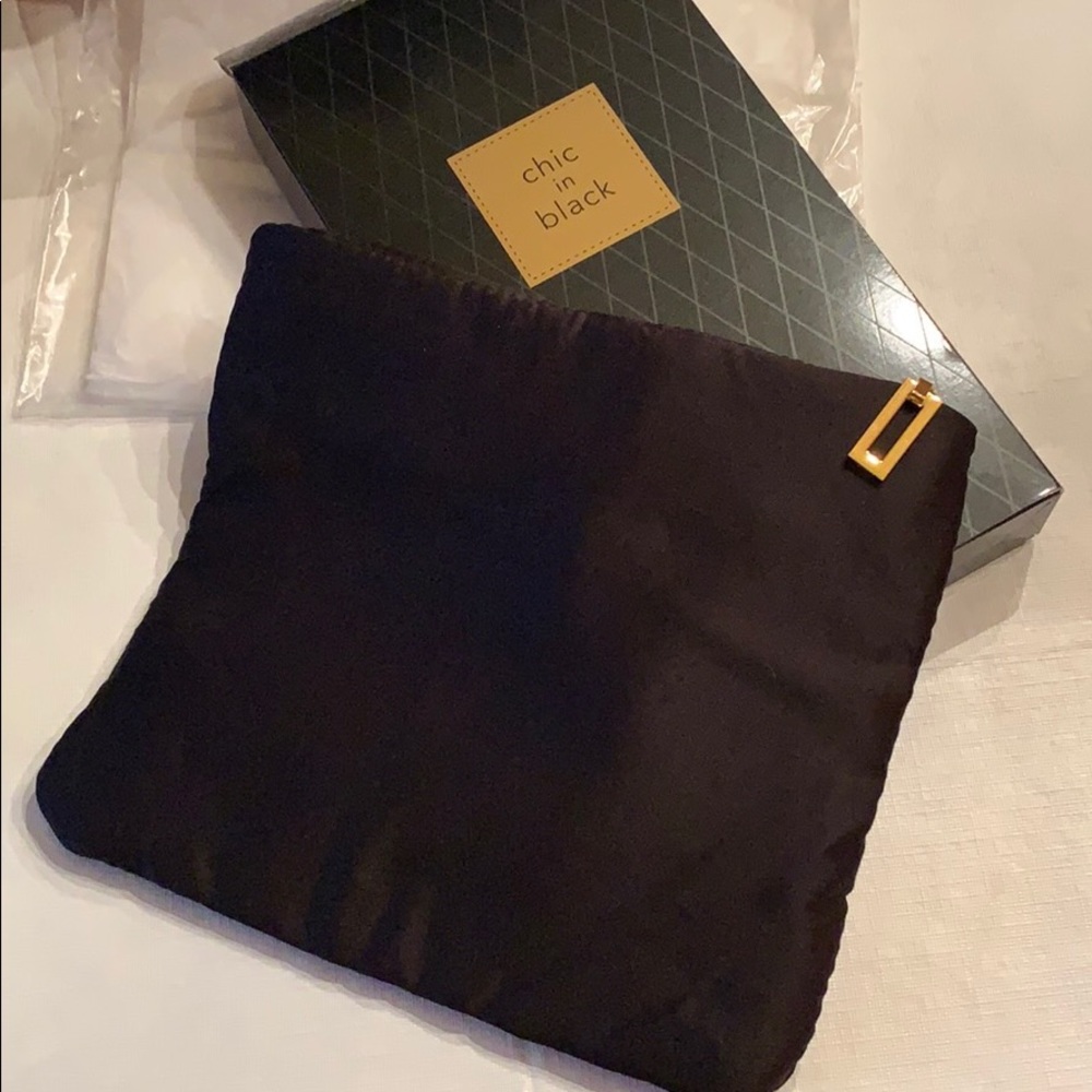 Avon Black Satin Clutch Bag